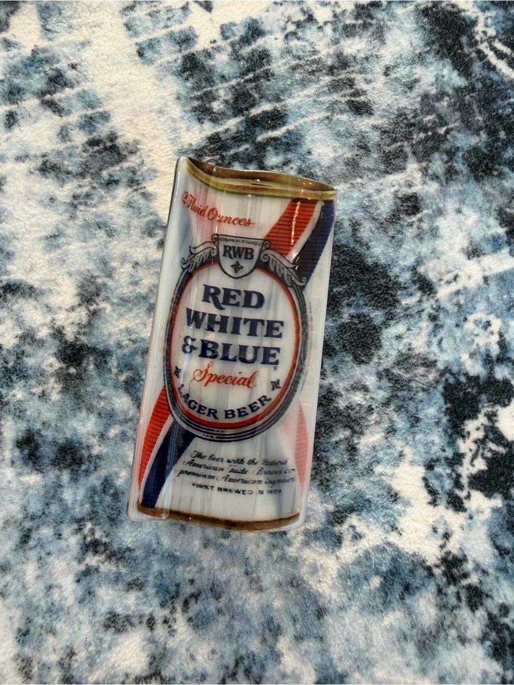 Red White & Blue Beer Can Claw Hair Clip Novelty Patriotic USA NWT